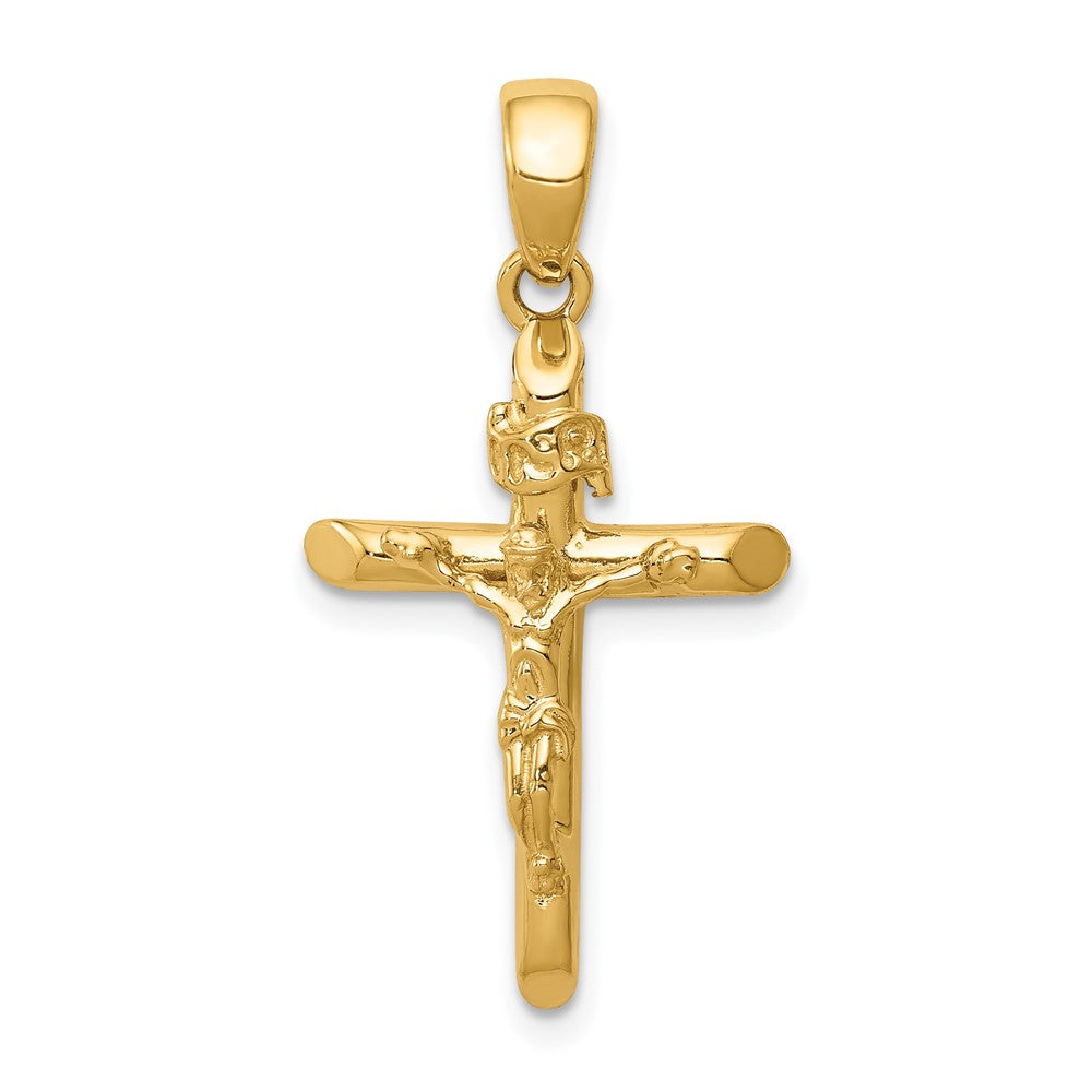 10K Gelbgold 10K Poliert 2-d Kruzifix mit Jesus auf Kreuz Anhänger