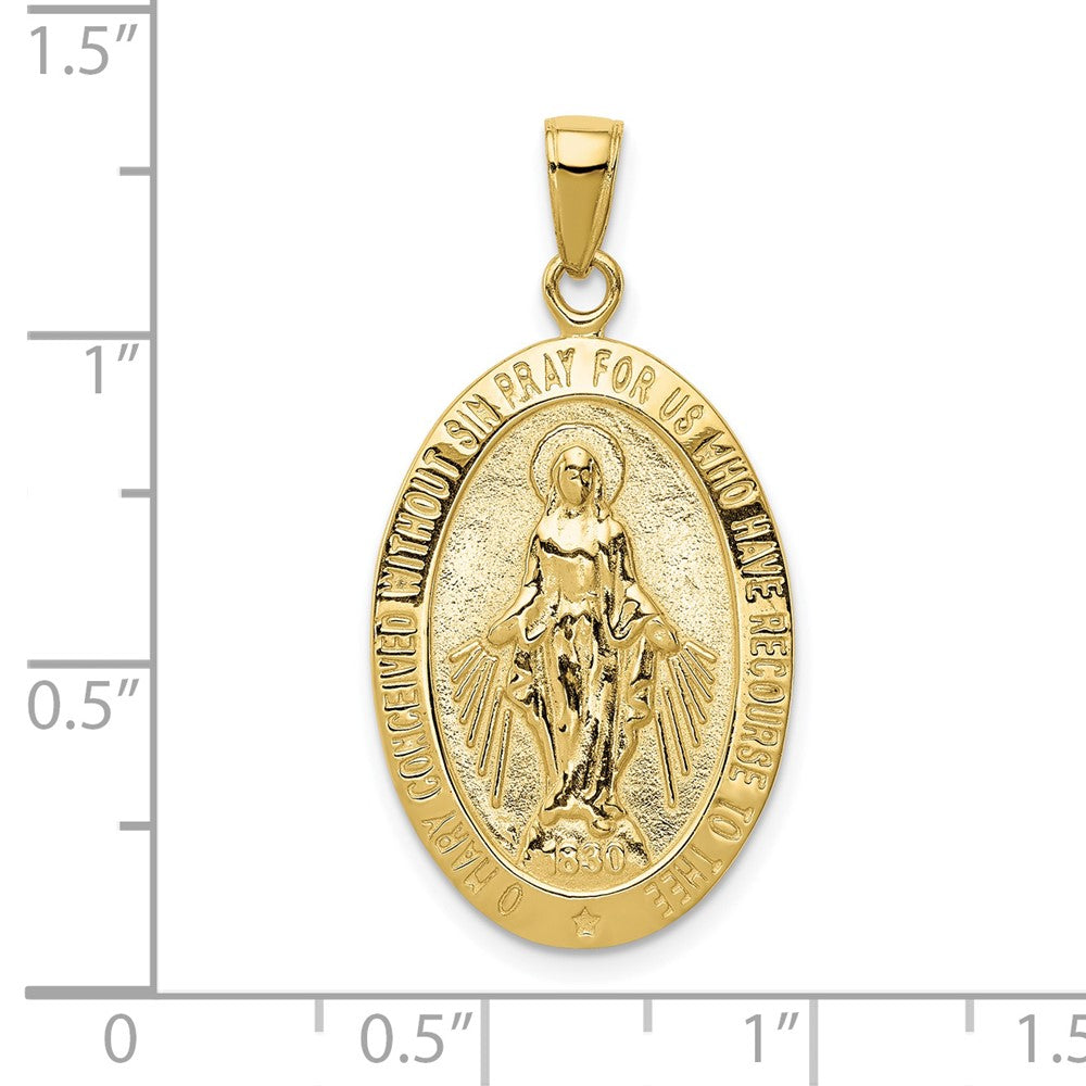 10K Gelbgold 10K Satiniert und Poliert Finish Wundertätig Medaille Anhänger
