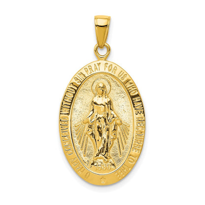 10K Gelbgold 10K Satiniert und Poliert Finish Wundertätig Medaille Anhänger