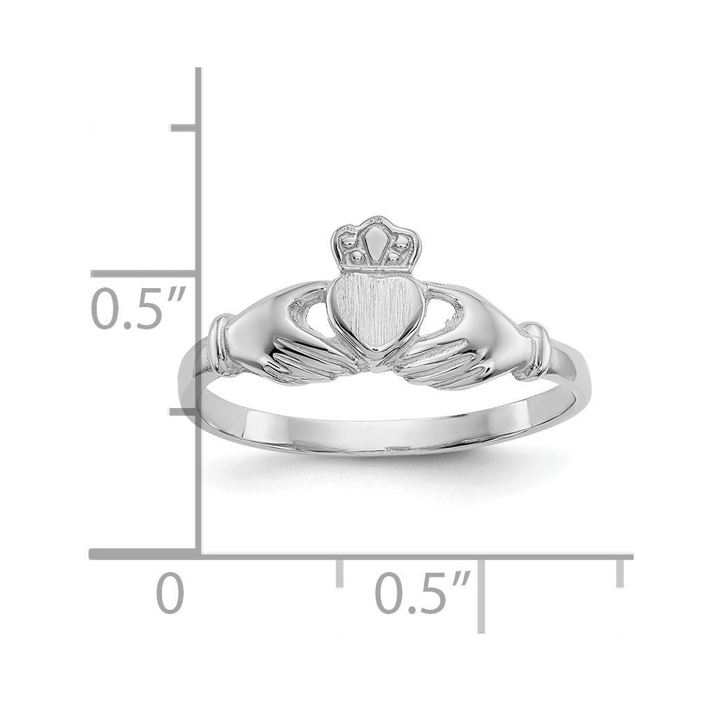 10K Weißgold Poliert & Satiniert Claddagh Ring