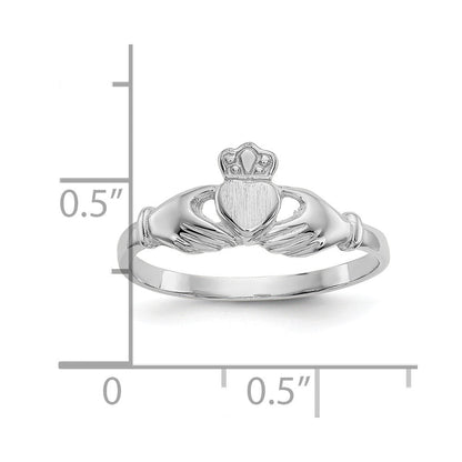 10K Weißgold Poliert & Satiniert Claddagh Ring
