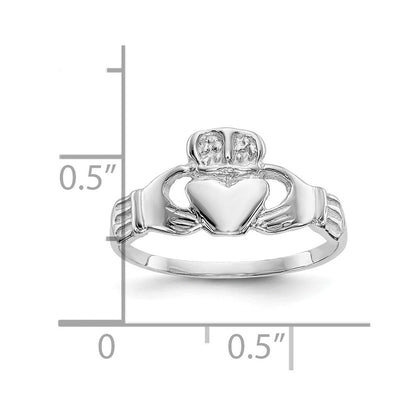 10K Weißgold Poliert Claddagh Ring