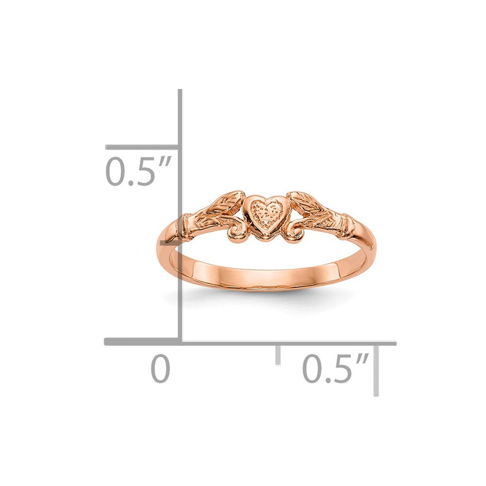 10K Roségold 10K Strukturiert Mini Herz Baby Ring