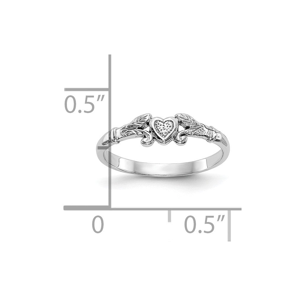 10K Weißgold 10K Strukturiert Mini Herz Baby Ring