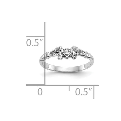 10K Weißgold 10K Strukturiert Mini Herz Baby Ring