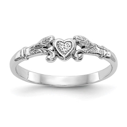 10K Weißgold 10K Strukturiert Mini Herz Baby Ring