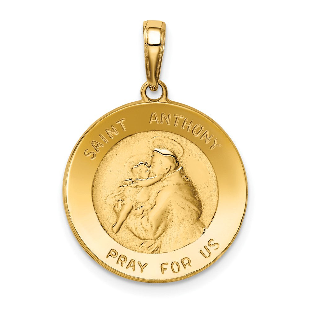 10K Gelbgold Saint Anthony Klein Rund Medaille Anhänger