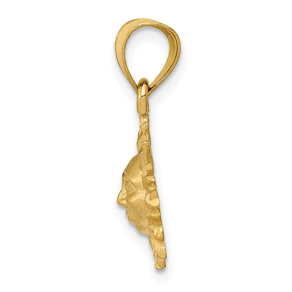 10K Gelbgold Satiniert Diamantiert Sonne Anhänger