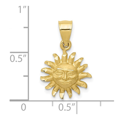 10K Gelbgold Satiniert Diamantiert Sonne Anhänger