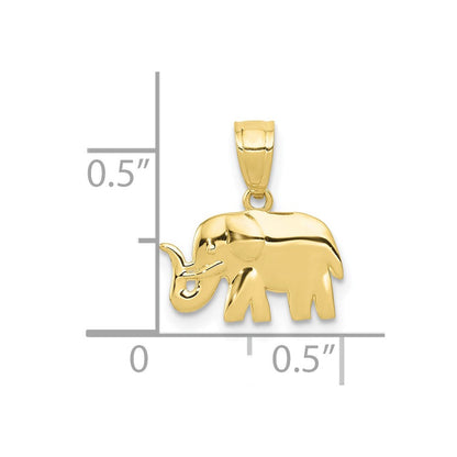 10K Gelbgold Poliert Elefant Anhänger