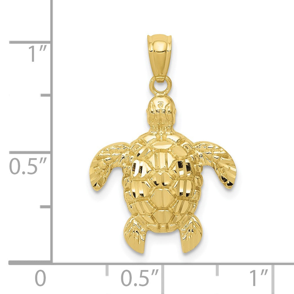 10K Gelbgold Diamantiert Poliert Meer Schildkröte Anhänger