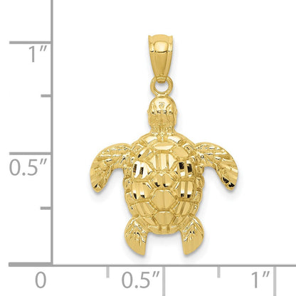 10K Gelbgold Diamantiert Poliert Meer Schildkröte Anhänger