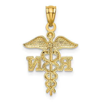 10K Gelbgold Diamantiert Poliert Rn Krankenschwester Anhänger