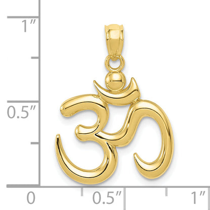 10K Gelbgold Poliert Om Symbol Anhänger