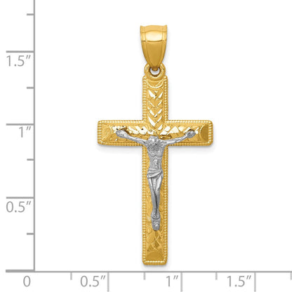 10K Bicolor Diamantiert Kruzifix Anhänger