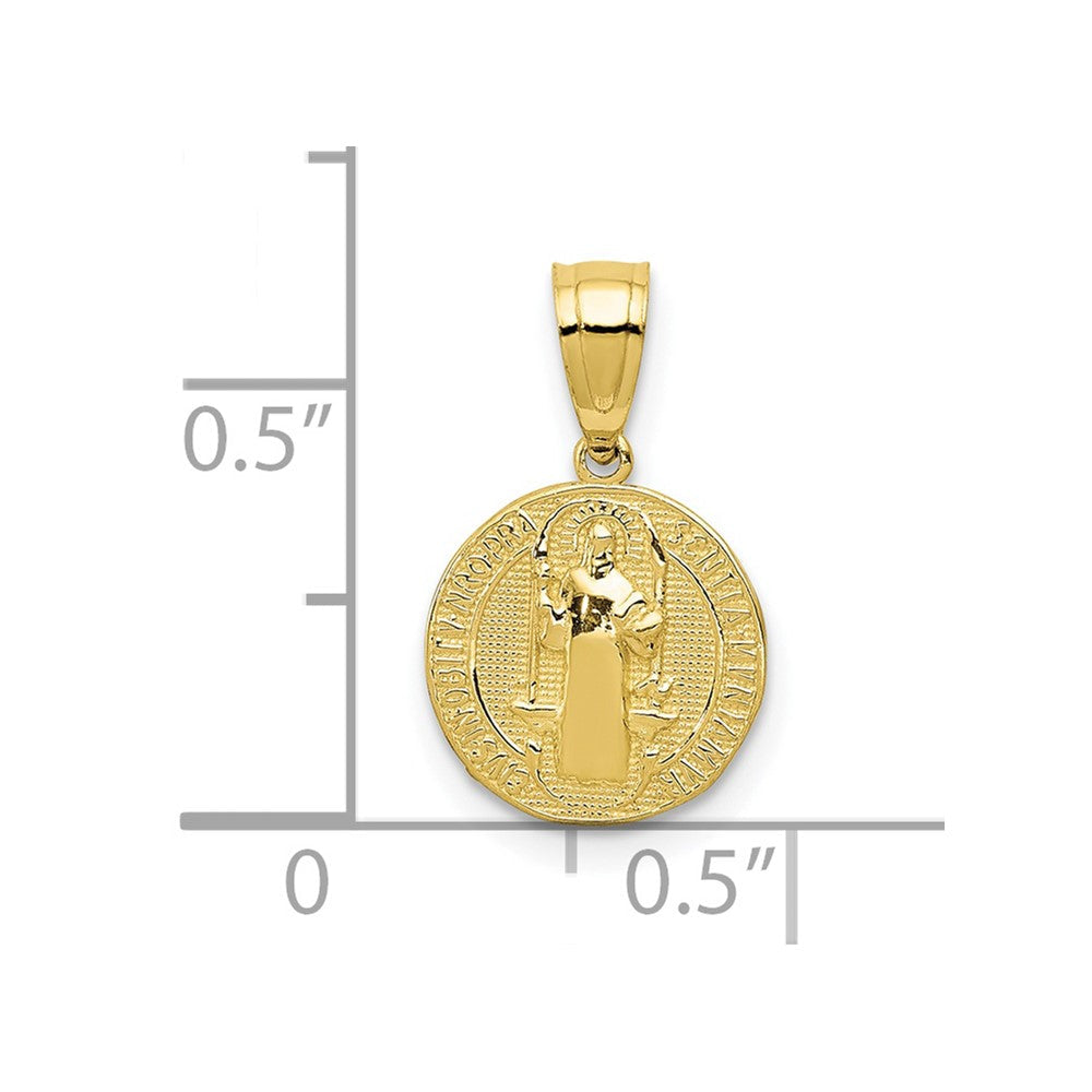 10K Gelbgold San Benito 2 Sided Rund Klein Anhänger