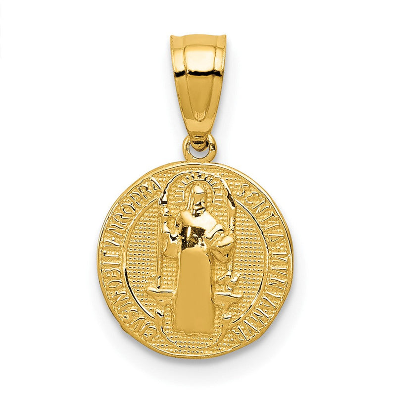 10K Gelbgold San Benito 2 Sided Rund Klein Anhänger