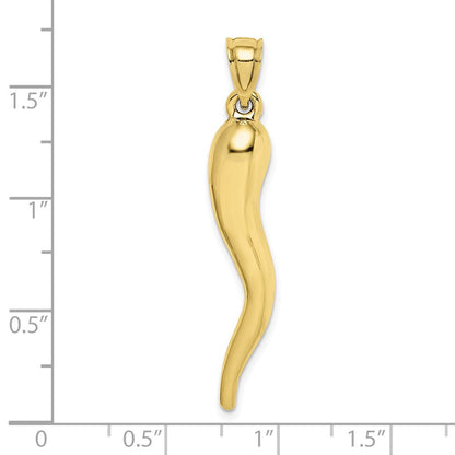 10K Gelbgold Hohl Italienisch Horn Anhänger