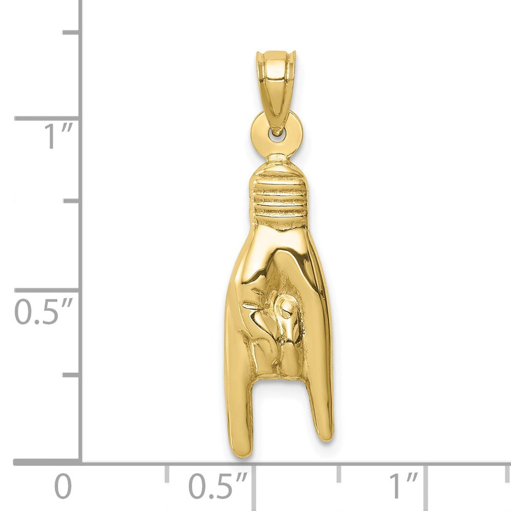10K Gelbgold 10K 3d Hohl Rock auf Zeichen Charm