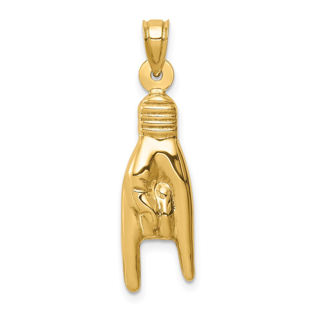 10K Gelbgold 10K 3d Hohl Rock auf Zeichen Charm