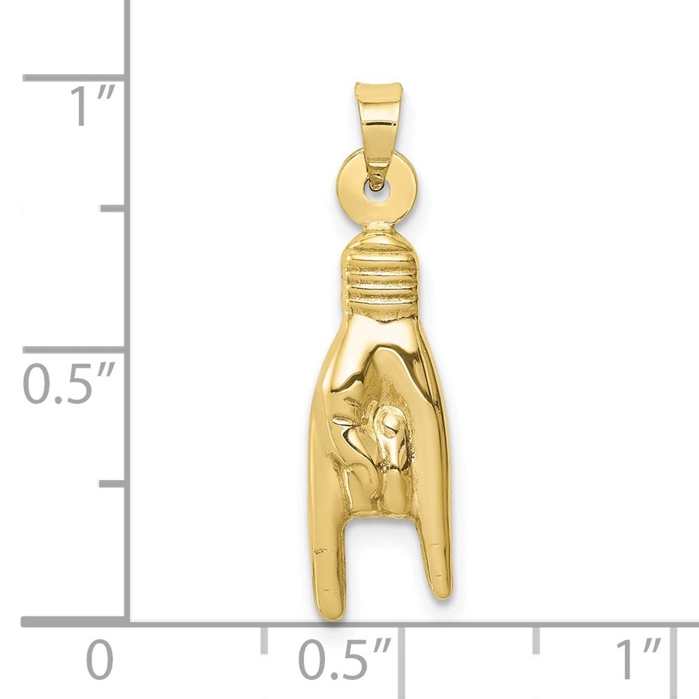 10K Gelbgold 10K 3d Hohl Rock auf Zeichen Charm