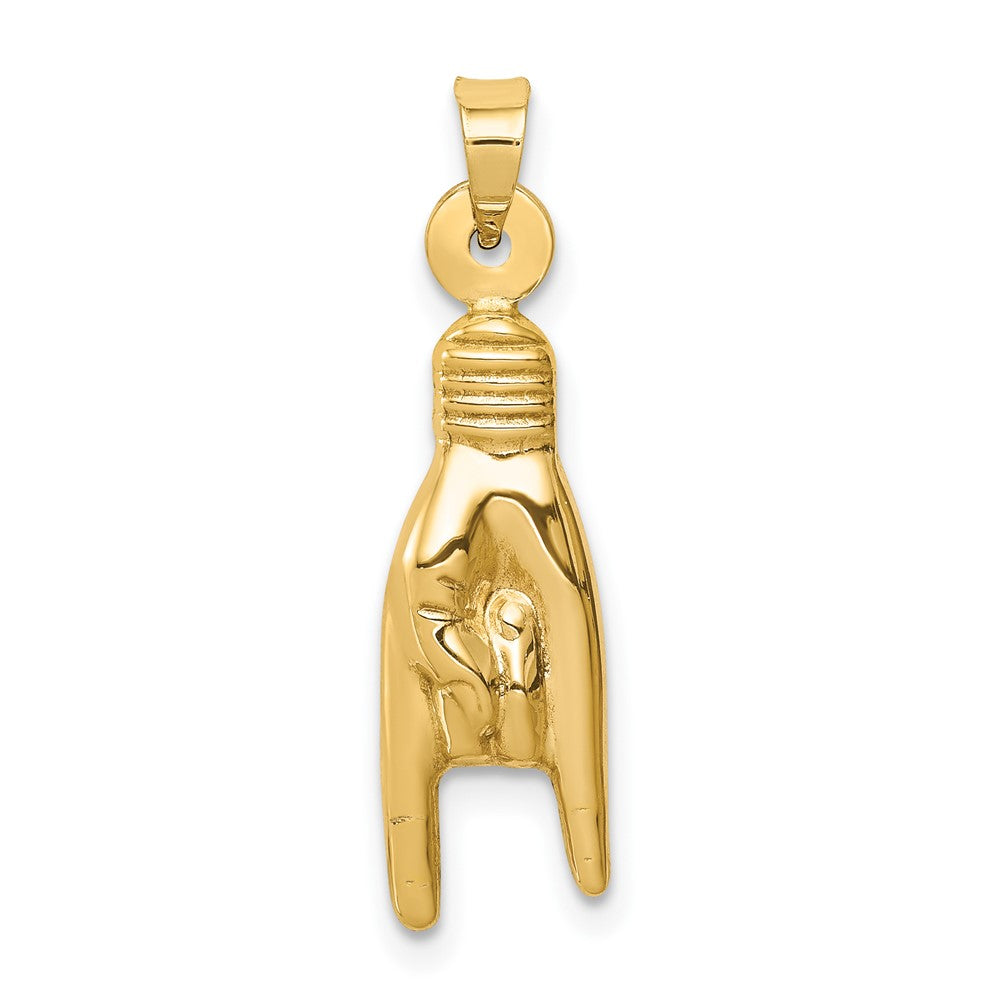 10K Gelbgold 10K 3d Hohl Rock auf Zeichen Charm
