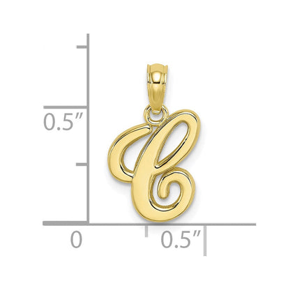 10K Gelbgold 10K Poliert C Schreibschrift Initiale Charm