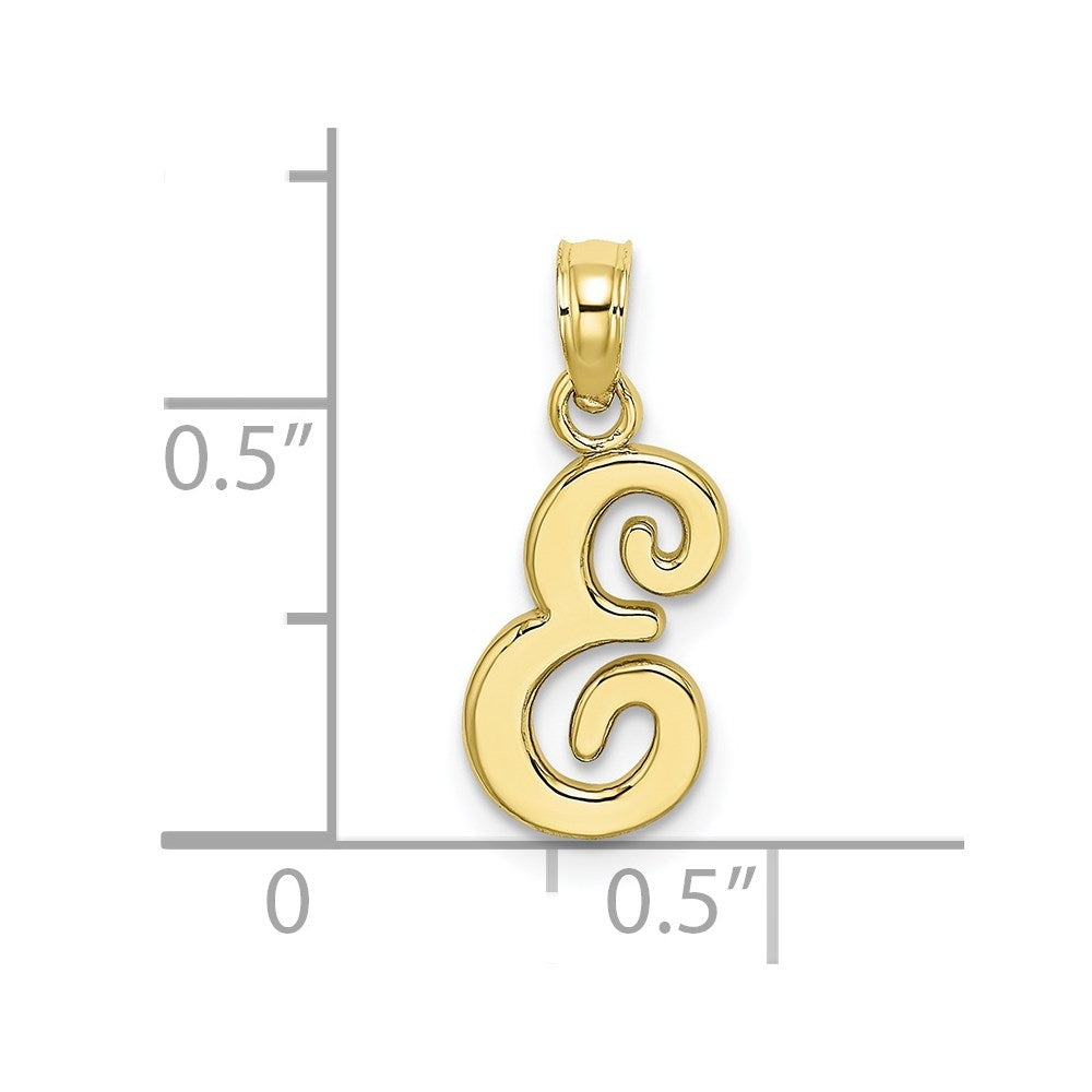 10K Gelbgold 10K Poliert E Schreibschrift Initiale Charm