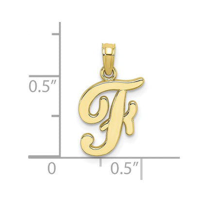 10K Gelbgold 10K Poliert F Schreibschrift Initiale Charm