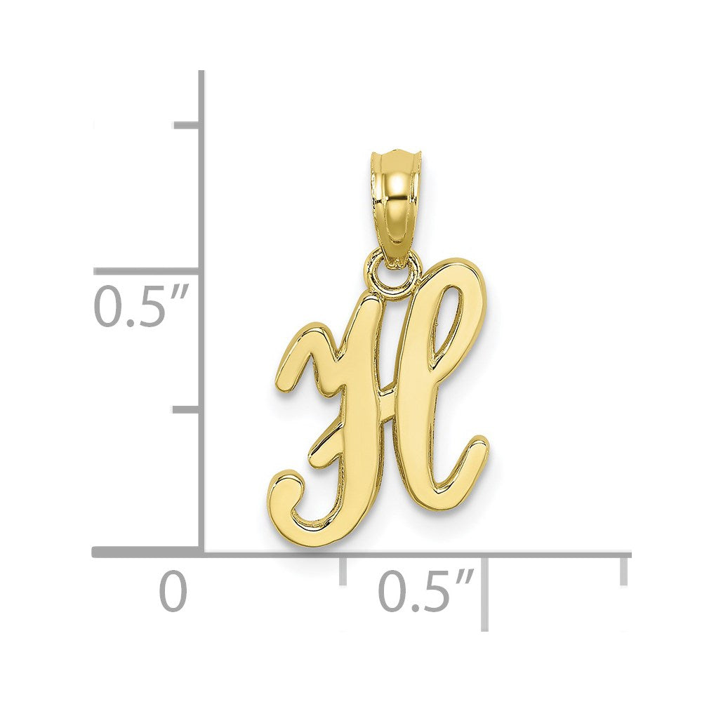 10K Gelbgold 10K Poliert H Schreibschrift Initiale Charm