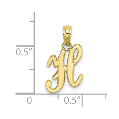 10K Gelbgold 10K Poliert H Schreibschrift Initiale Charm