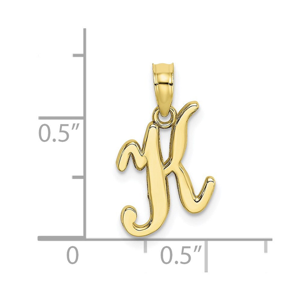 10K Gelbgold 10K Poliert K Schreibschrift Initiale Charm