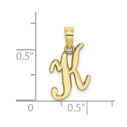 10K Gelbgold 10K Poliert K Schreibschrift Initiale Charm