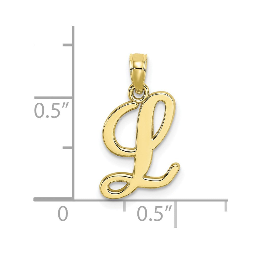 10K Gelbgold 10K Poliert L Schreibschrift Initiale Charm