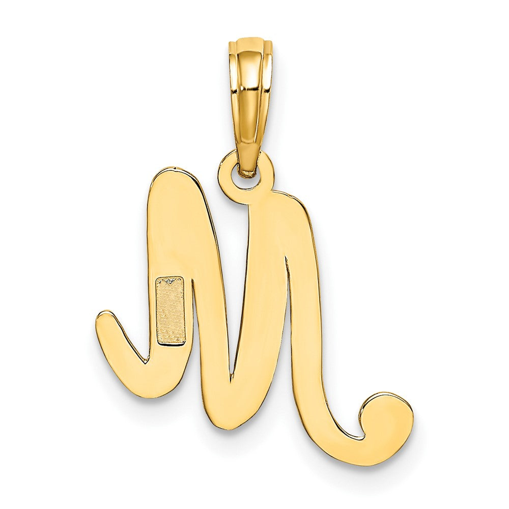 10K Gelbgold 10K Poliert M Schreibschrift Initiale Charm