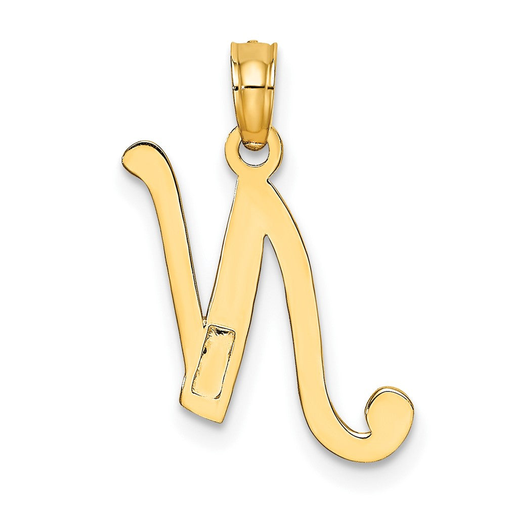 10K Gelbgold 10K Poliert N Schreibschrift Initiale Charm