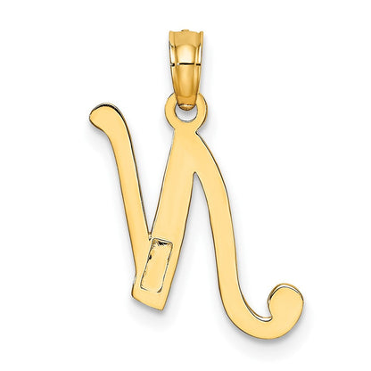 10K Gelbgold 10K Poliert N Schreibschrift Initiale Charm