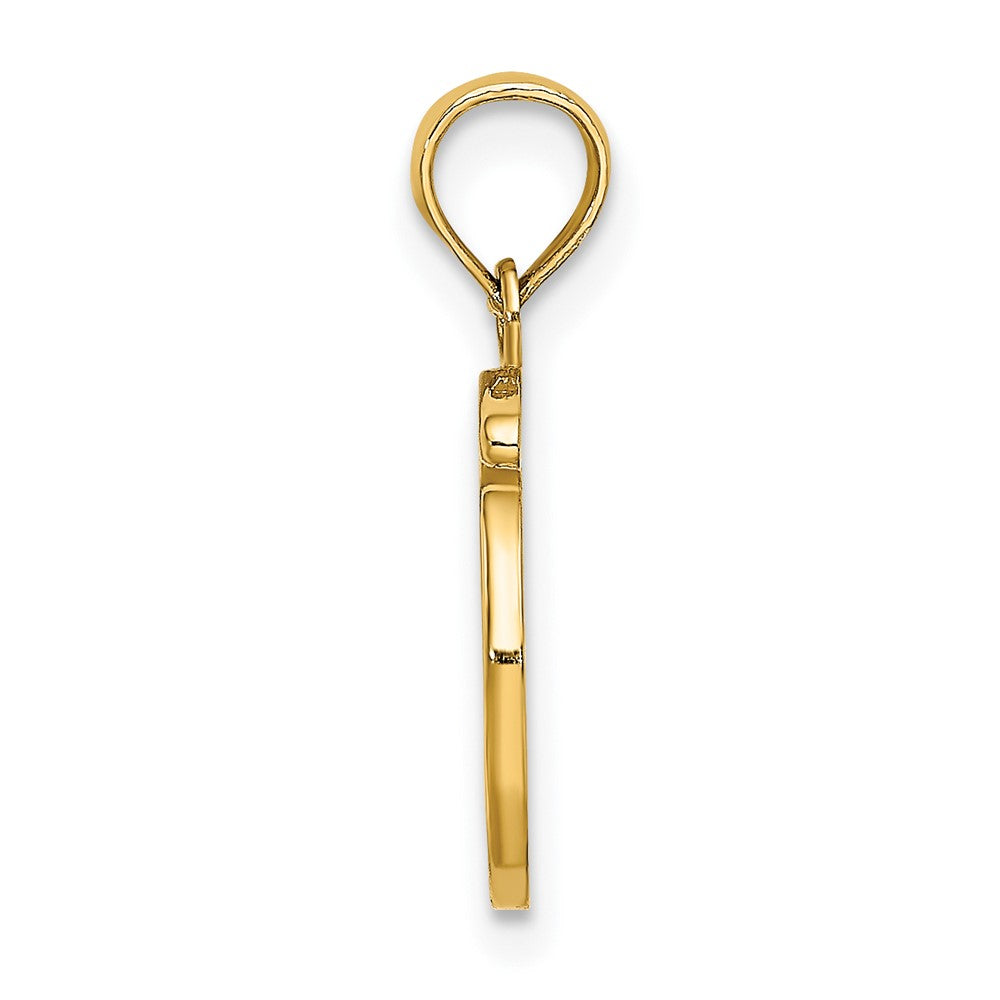 10K Gelbgold 10K Poliert O Schreibschrift Initiale Charm