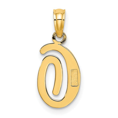 10K Gelbgold 10K Poliert O Schreibschrift Initiale Charm