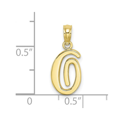 10K Gelbgold 10K Poliert O Schreibschrift Initiale Charm