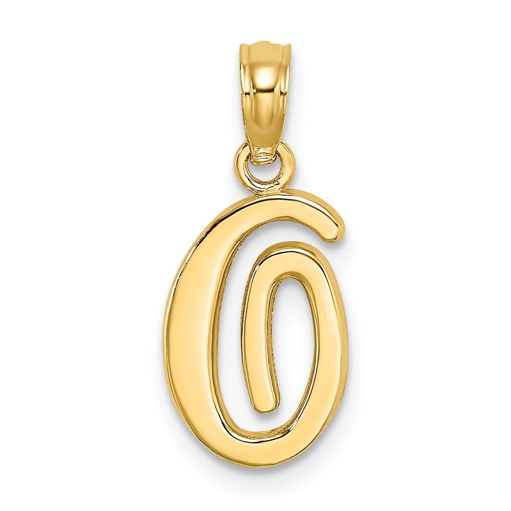 10K Gelbgold 10K Poliert O Schreibschrift Initiale Charm