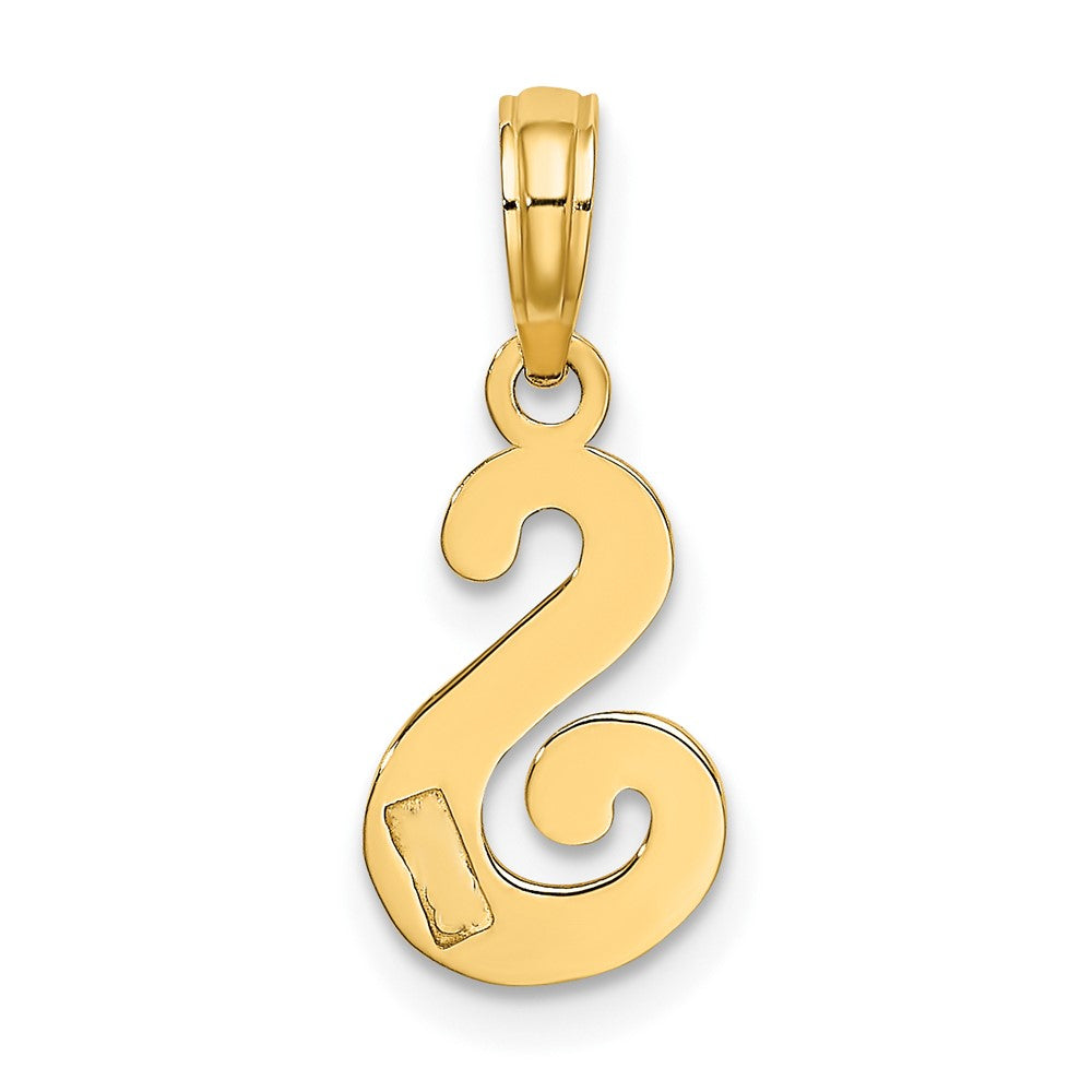 10K Gelbgold 10K Poliert S Schreibschrift Initiale Charm