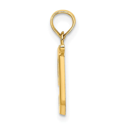 10K Gelbgold 10K Poliert T Schreibschrift Initiale Charm