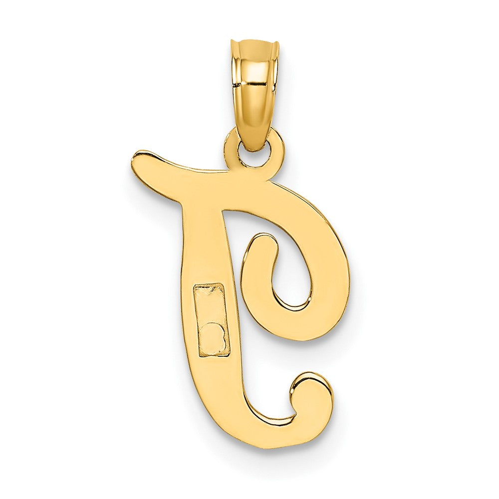 10K Gelbgold 10K Poliert T Schreibschrift Initiale Charm