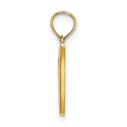 10K Gelbgold 10K Poliert V Schreibschrift Initiale Charm