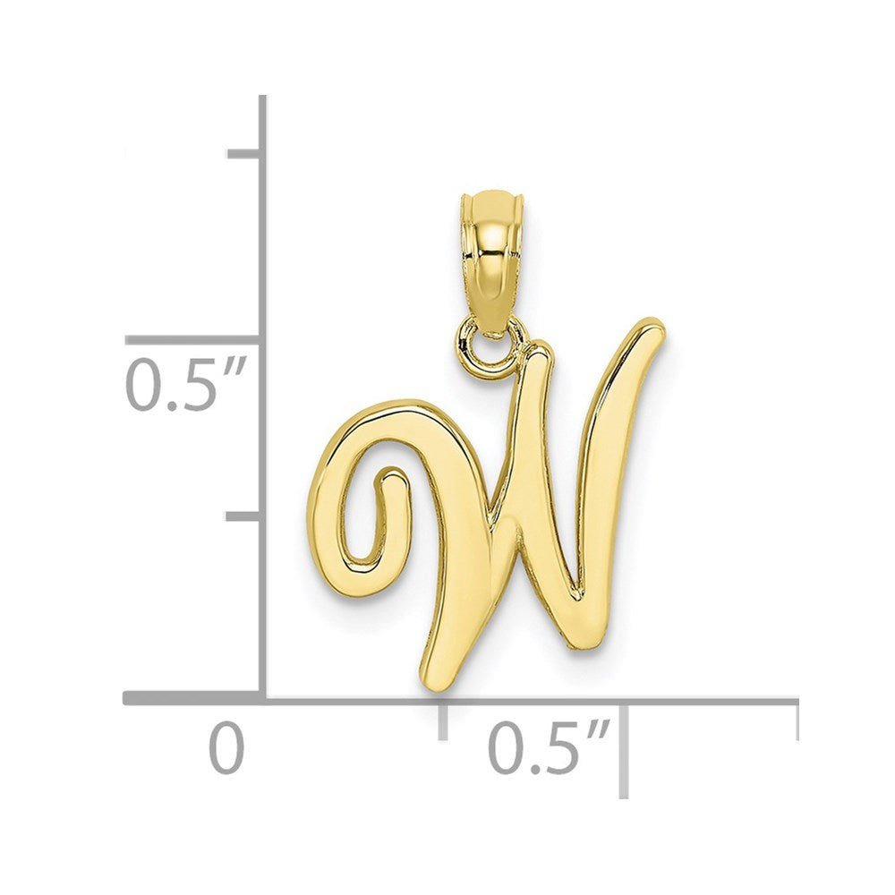 10K Gelbgold 10K Poliert W Schreibschrift Initiale Charm