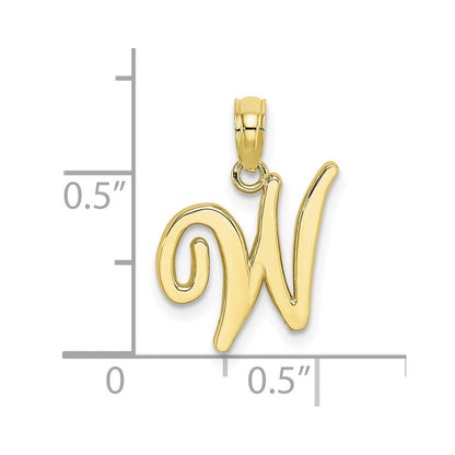 10K Gelbgold 10K Poliert W Schreibschrift Initiale Charm