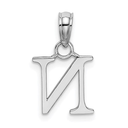 10K Weißgold 10K Poliert N Block Initiale Charm