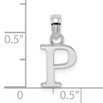 10K Weißgold 10K Poliert P Block Initiale Charm
