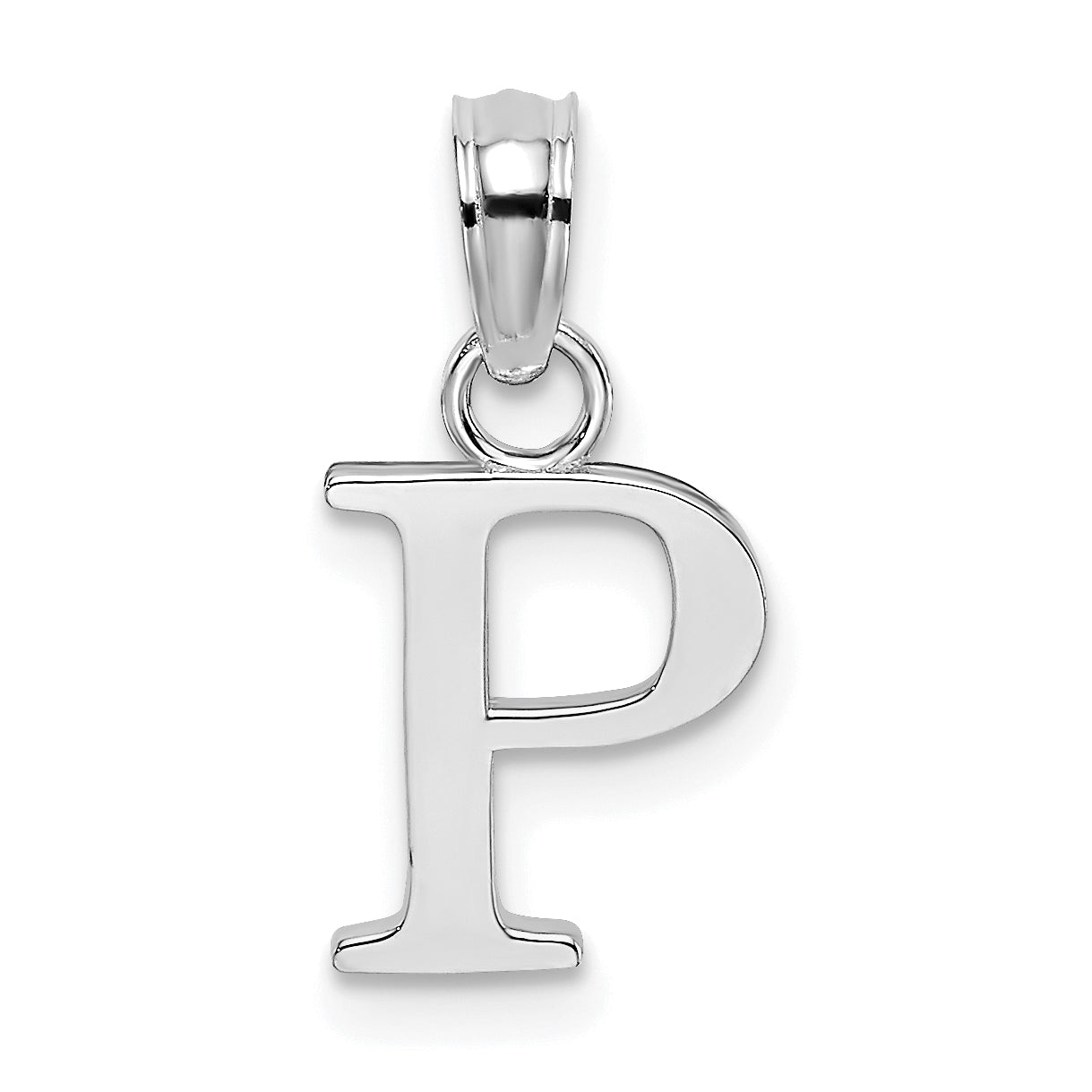 10K Weißgold 10K Poliert P Block Initiale Charm